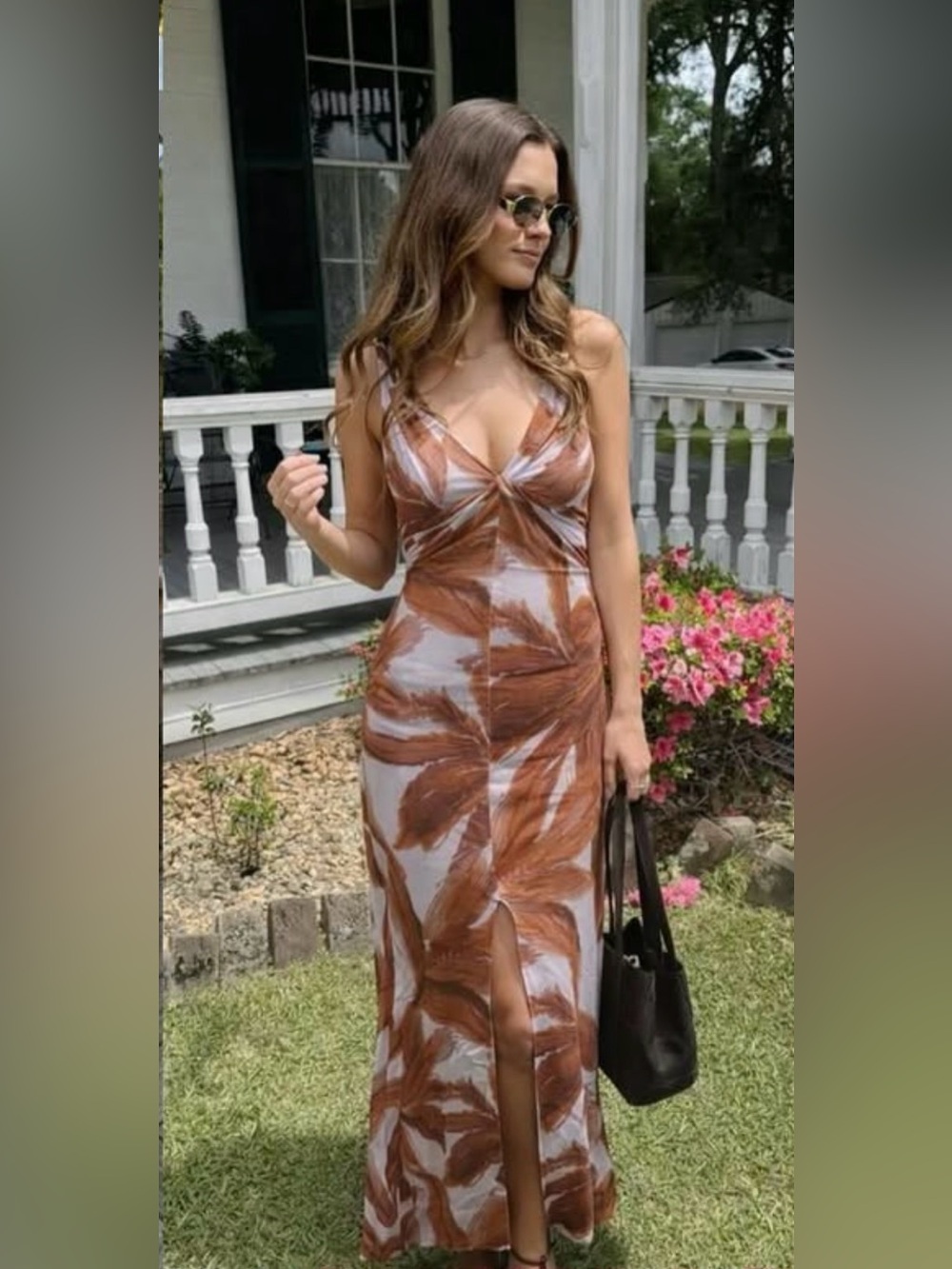 Zara Floral Twist Front Maxi Dress Size M